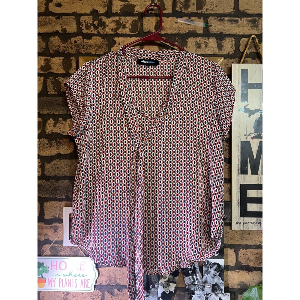Size Large Alice Blue Orange and Blue Blouse